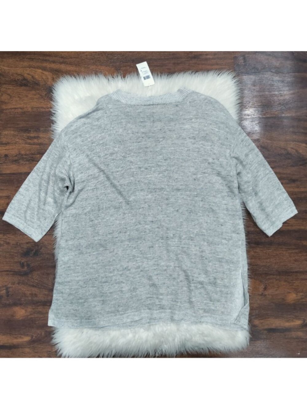 NWT Eileen Fisher Organic Linen Melange Lagenlook SZ L Mock Artsey Sweater Gray - Picture 7 of 14